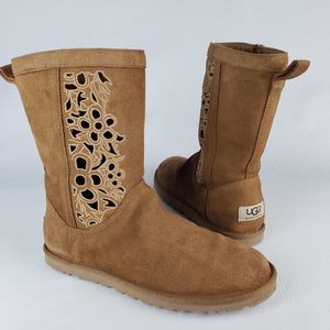 UGG Australia Pro Floral Cutout Suede Boots 8